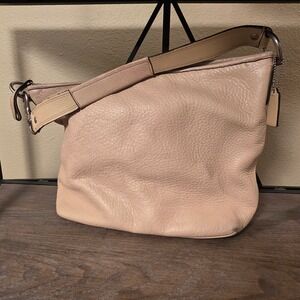 VTG‎ Coach Soft Milled Leather Hobo Shoulder Bag Purse Beige A0985-F13094